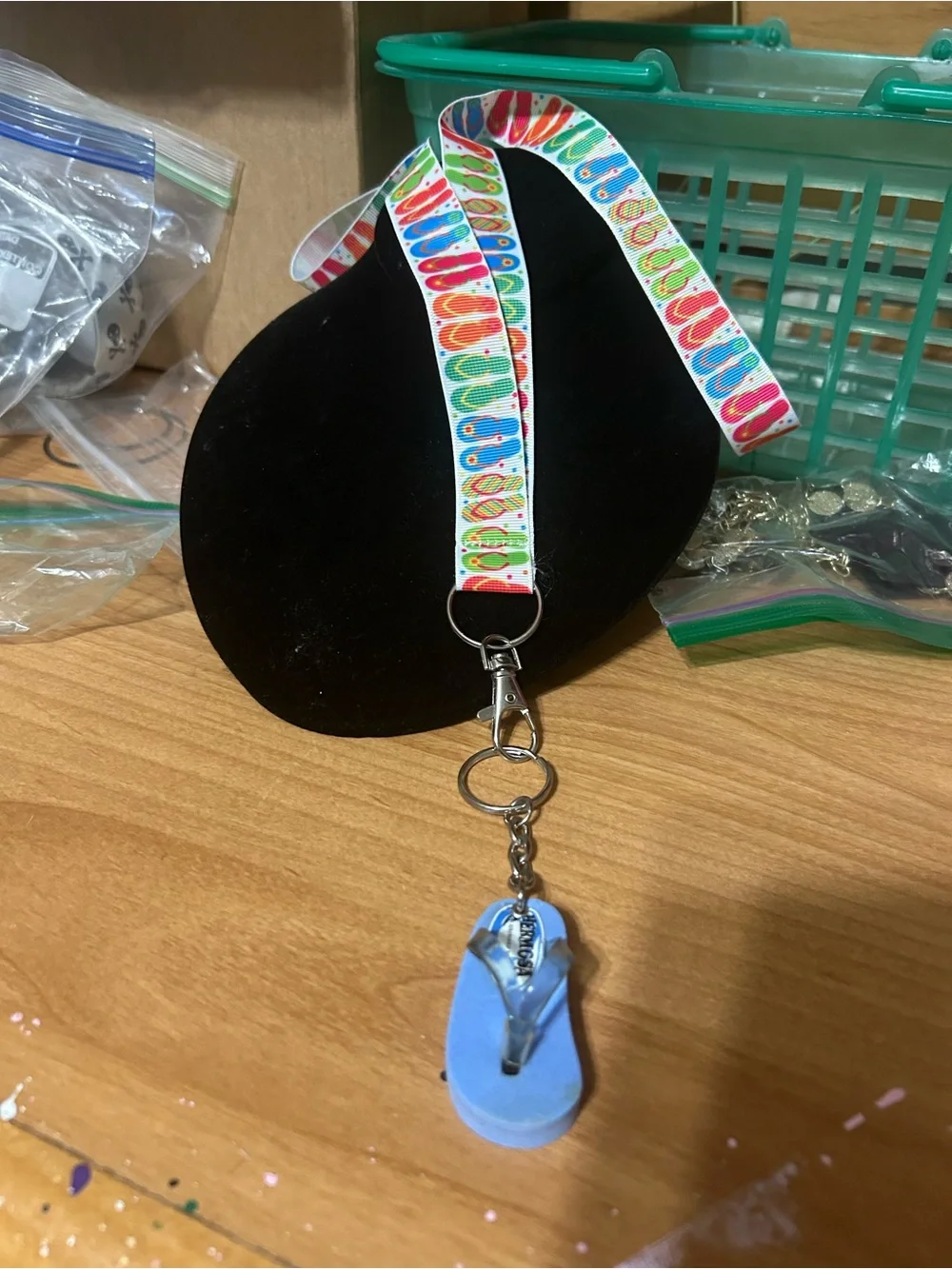 Colorful Flip-Flop Lanyard with Blue flip flop Charm